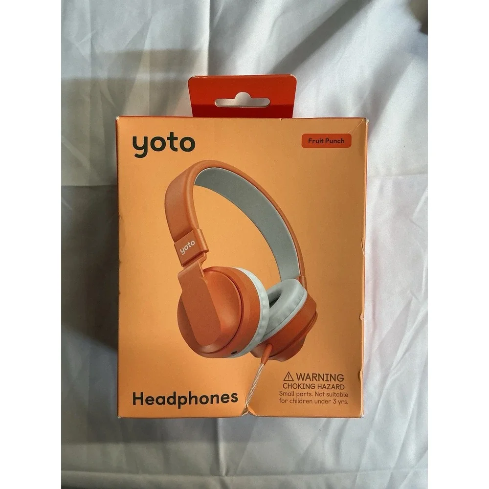 Yoto Wired Kids Headphones – Fruit Punch Orange – 85dB Safe Volume, 3.5mm Jack